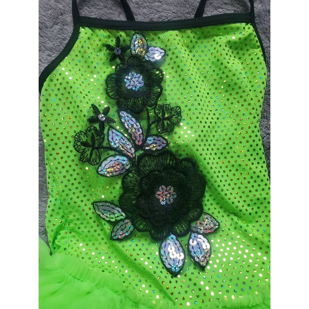 Girl Weissman Green Sequin Tutu Jazz Tap Ballet Dance Costume Size IC RN 64830 - Picture 2 of 6